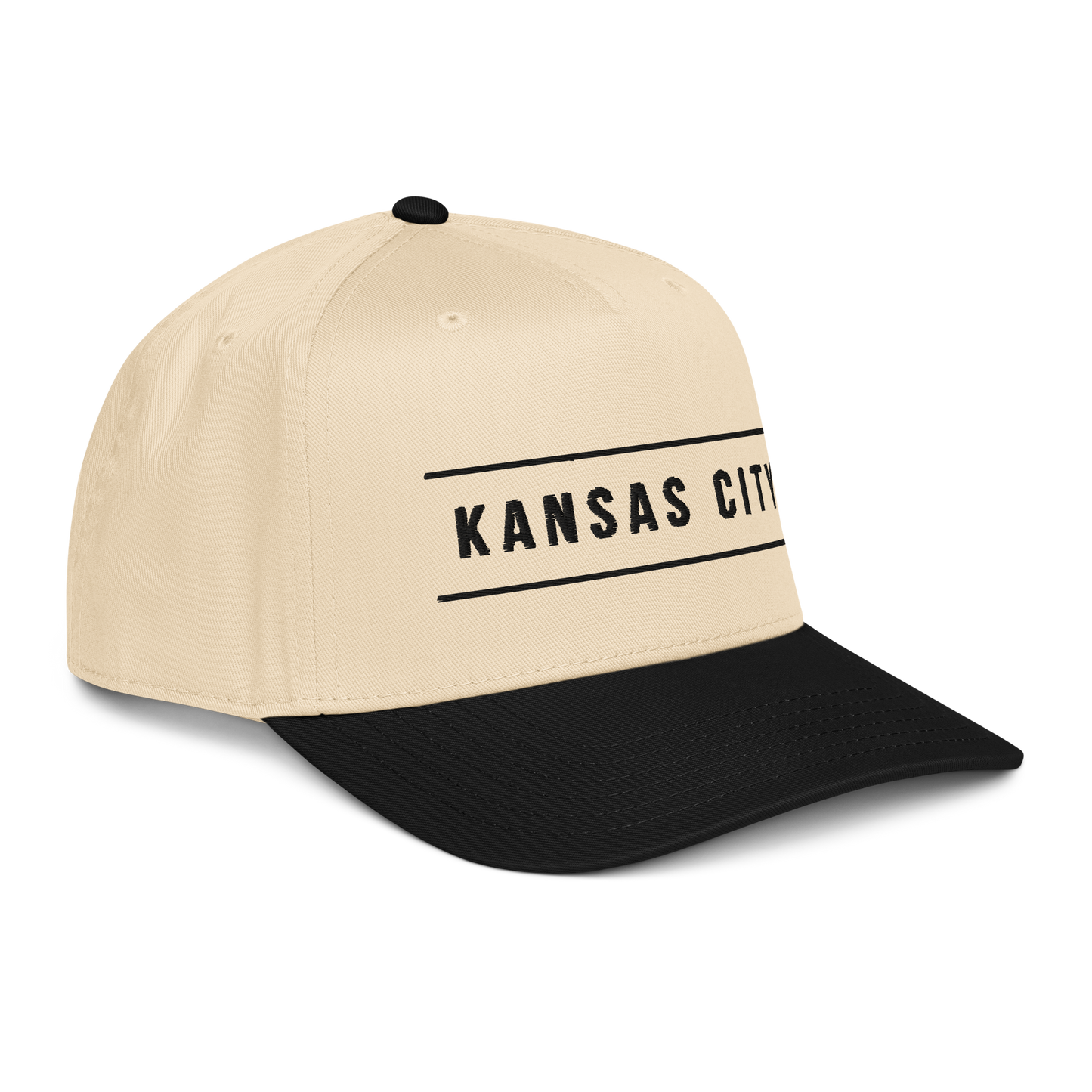 Beige and black cap with 'Kansas City'