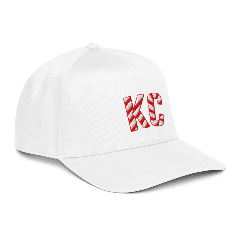 KC Candy Cane Holiday Hat white mid-profile Kansas City Christmas hat
