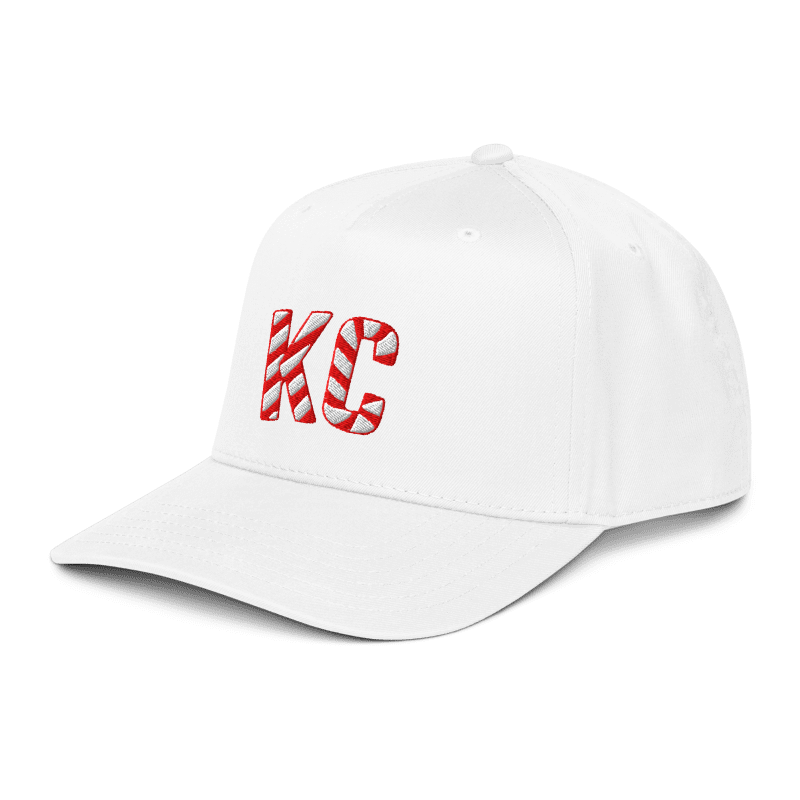 KC Candy Cane Holiday Hat white mid-profile Kansas City Christmas hat