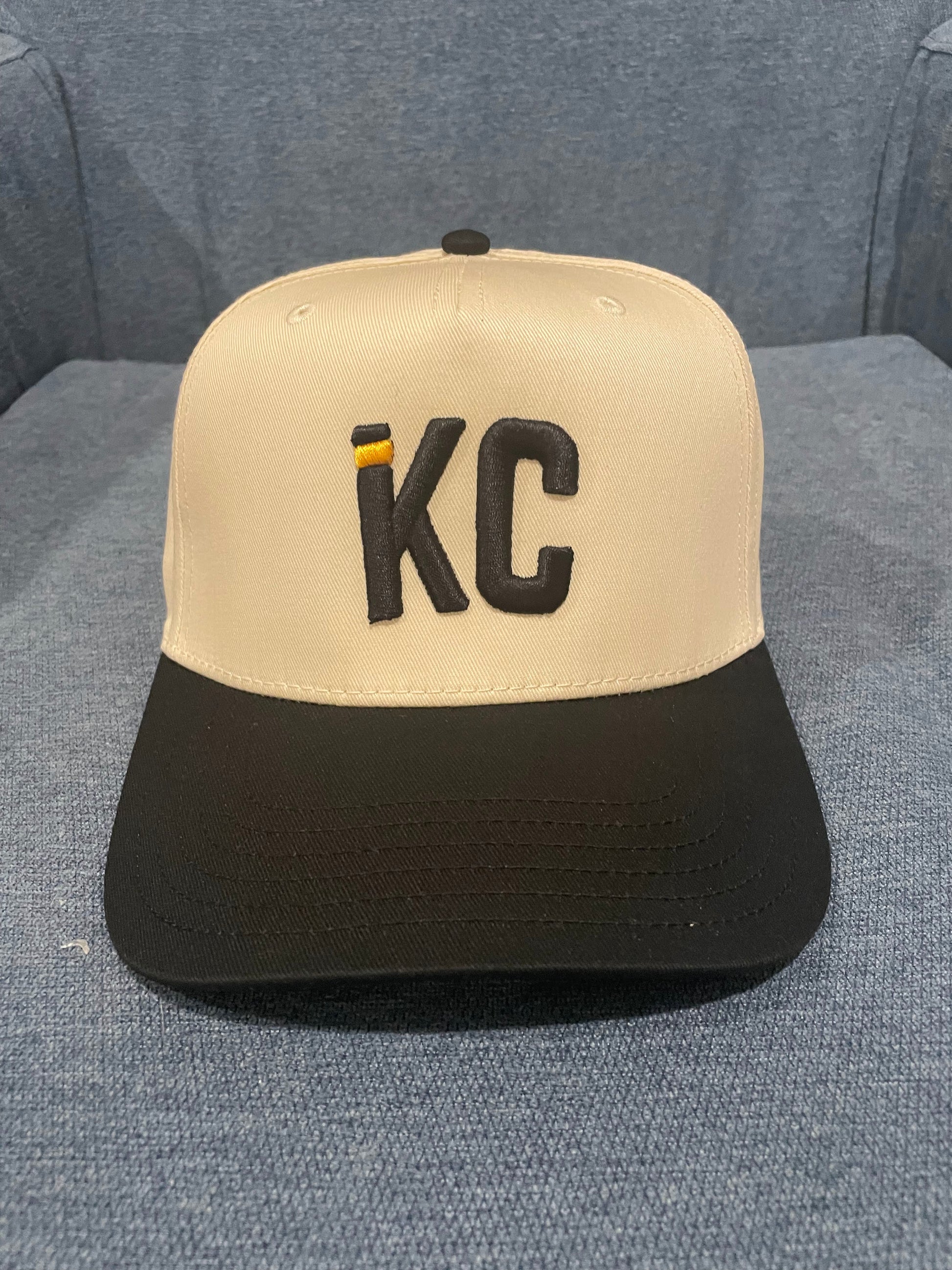 Beige and Black Snapback KC Hat